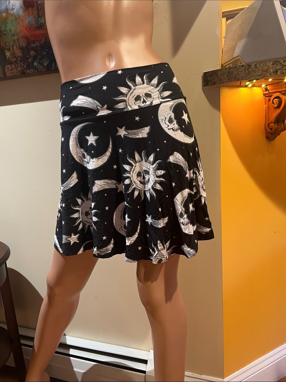 Killstar Black Sun & Moon cosmic death Skater XS Skirt nwt